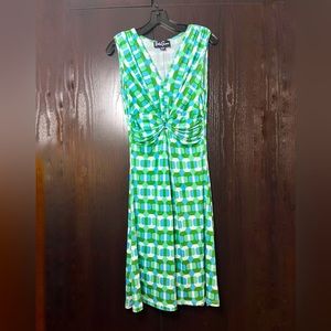 Lesley Evers green pattern dress, small